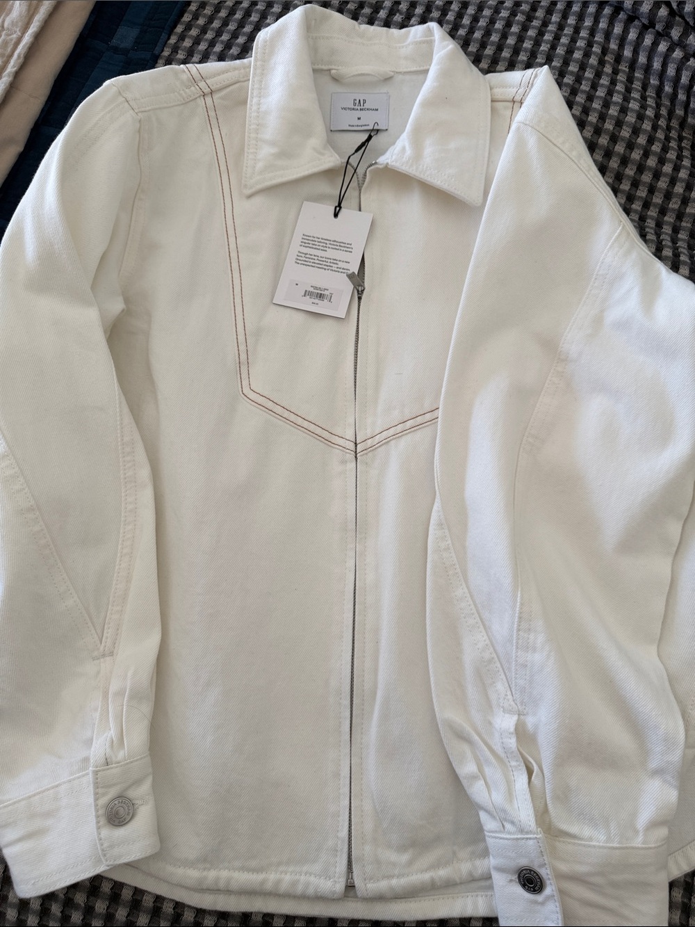 GAP x Victoria Beckham Cream Denim Shirt/Jacket with Contrast Topstitching